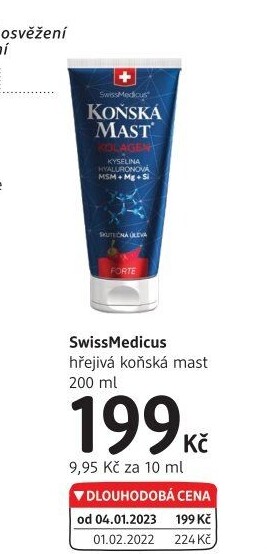 Koňská mast hřejivá s kolagenem Swiss Medicus