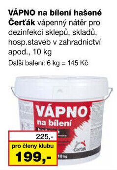 Hašené vápno Čerťák Barvy a laky Hostivař