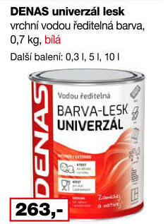 Vodou ředitelná vrchní barva Denas Uni Lesk