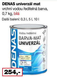 Vodou ředitelná vrchní barva Denas Uni Mat
