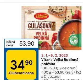 Instantní polévka Velká rodinná Vitana