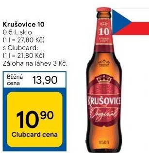 Pivo světlé výčepní Originál Královská 10° Krušovice