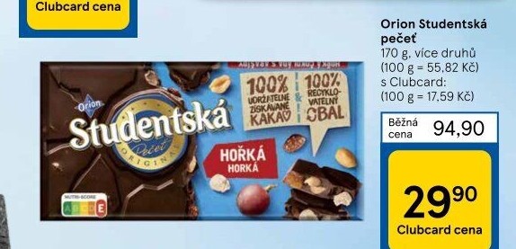 Čokoláda Studentská pečeť Orion