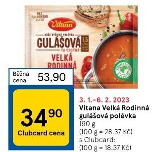 Instantní polévka Velká rodinná Vitana