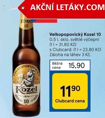 Pivo světlé výčepní 10°Velkopopovický Kozel