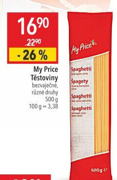 Těstoviny bezvaječné My Price