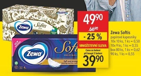 Papírové kapesníčky 4vrstvé Softis Zewa - box