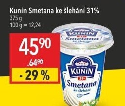 Smetana ke šlehání Kunín 31%