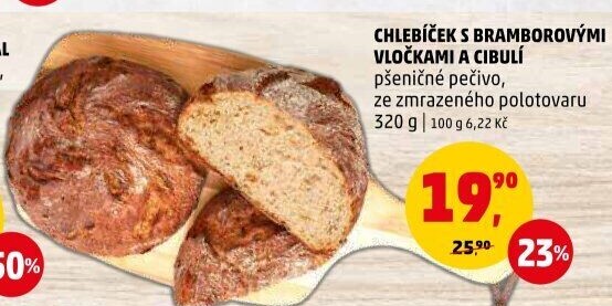 Chléb s bramborovými vločkami a cibulí
