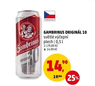 Pivo světlé výčepní Originál 10° Gambrinus