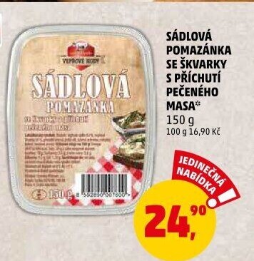 Sádlová pomazánka se škvarky Vepřové hody Zeman - maso uzeniny