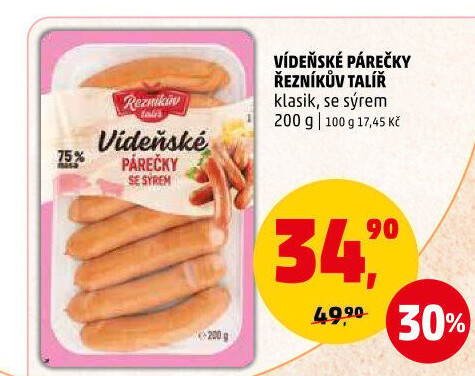 Vídeňské párečky Řezníkův talíř