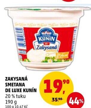 Zakysaná smetana de luxe Kunín 20%