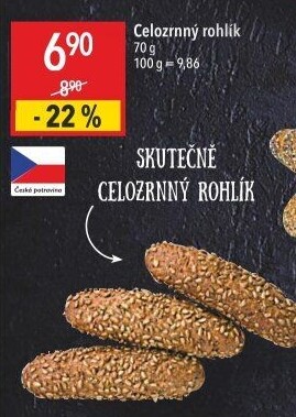 Celozrnný rohlík