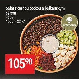 Salát s černou čočkou a balkánským sýrem
