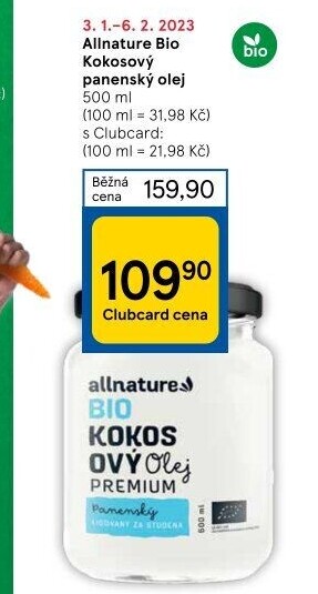 Kokosový olej premium bio Allnature