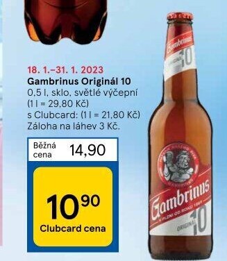 Pivo světlé výčepní Originál 10° Gambrinus
