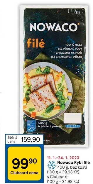Rybí filé bez kosti mražené Nowaco