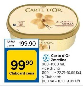 Zmrzlina ve vaničce Carte D'