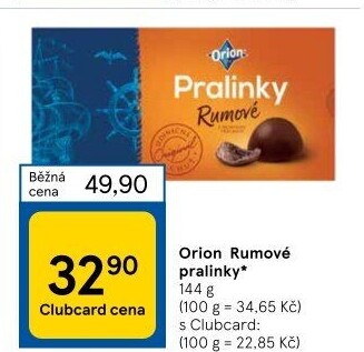 Bonboniéra Pralinky rumové Orion