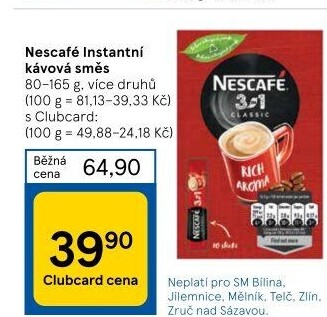 Instantní kávy porcované Nescafé