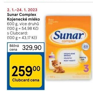 Kojenecká výživa Sunar Complex