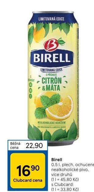 Nealkoholické pivo ochucené Birell