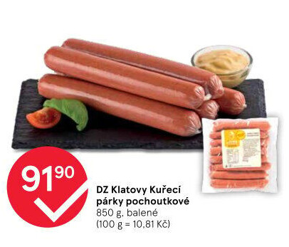 Párky kuřecí pochoutkové DZ Klatovy