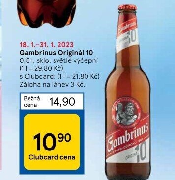 Pivo světlé výčepní Originál 10° Gambrinus