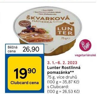 Rostlinné pomazánky Lunter