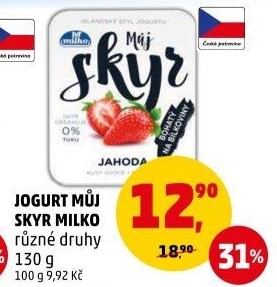Dezert zakysaný ochucený Můj Skyr 0% Milko