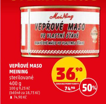 Maso vepřové ve vlastní šťávě Meining