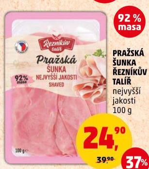 Šunka pražská nejvyšší jakosti Řezníkův talíř
