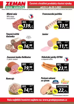 akční leták ZEMAN maso - uzeniny 23.1.2023-28.1.2023
