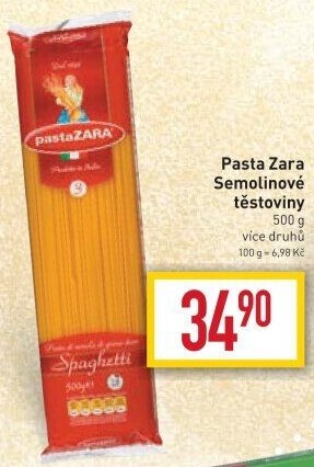 Těstoviny semolinové Pasta Zara
