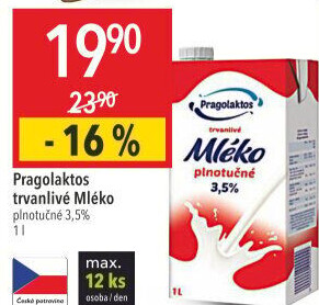 Mléko trvanlivé Pragolaktos - 3,5% plnotučné