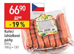 Párky kuřecí lahůdkové DZ Klatovy