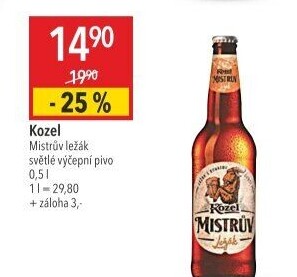 Pivo Mistrův světlý ležák Velkopopovický Kozel