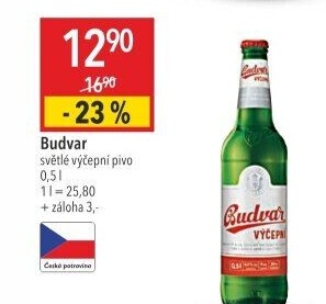 Pivo světlé výčepní Budweiser Budvar