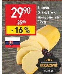 Sýr uzený pařený 30% Inovec