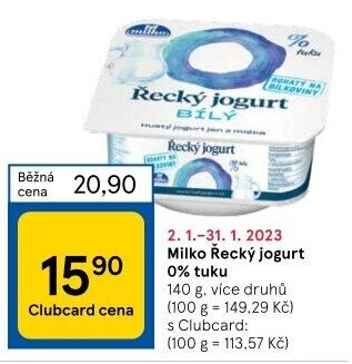 Bílý jogurt řecký 0% Milko