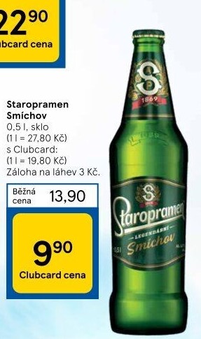Pivo světlé výčepní 10° Smíchov Staropramen