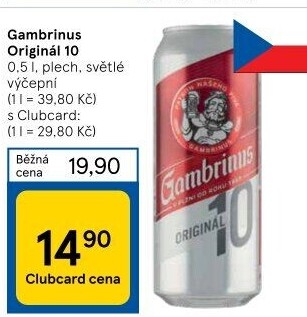 Pivo světlé výčepní Originál 10° Gambrinus