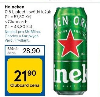 Pivo světlý ležák Heineken