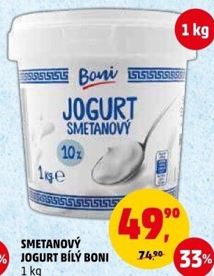 Bílý jogurt smetanový Boni