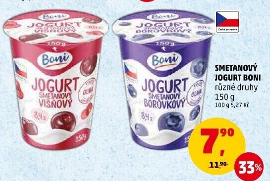 Jogurt smetanový ochucený Boni