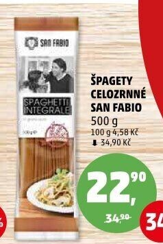 Těstoviny celozrnné San Fabio