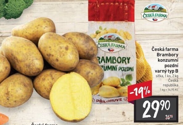 Brambory konzumní pozdní Česká farma