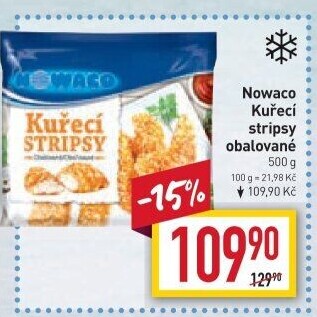 Kuřecí stripsy mražené Nowaco