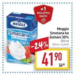 Smetana ke šlehání trvanlivá Meggle 30%